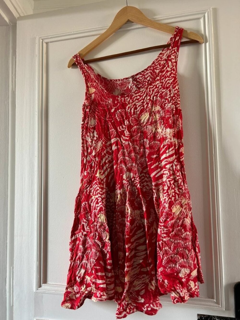 Women's Red & White Printed Sleeveless Mini Dress Size XS